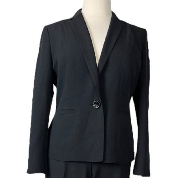 Kasper Women’s 2 Piece Pant Suit 1 Button Classic Notch Lapel Black Plus Size 16 - Picture 5 of 13